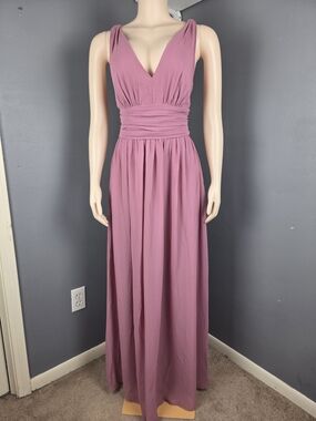 Ever Pretty Dusty Rose Sleeveless V-Neck Maxi Gown